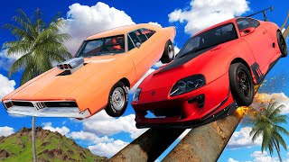 Testing Stunt Grind Rails vs FAST CARS in BeamNG Drive Mods!