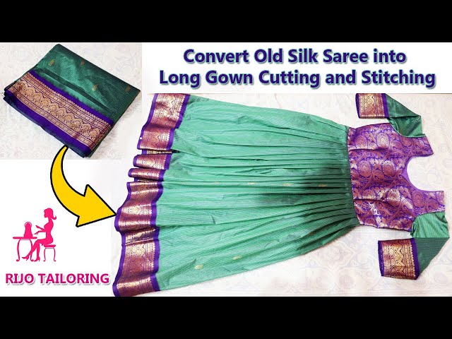 long frock cutting and stitching || pleated long gown design || easy way to  make long frock - YouTube