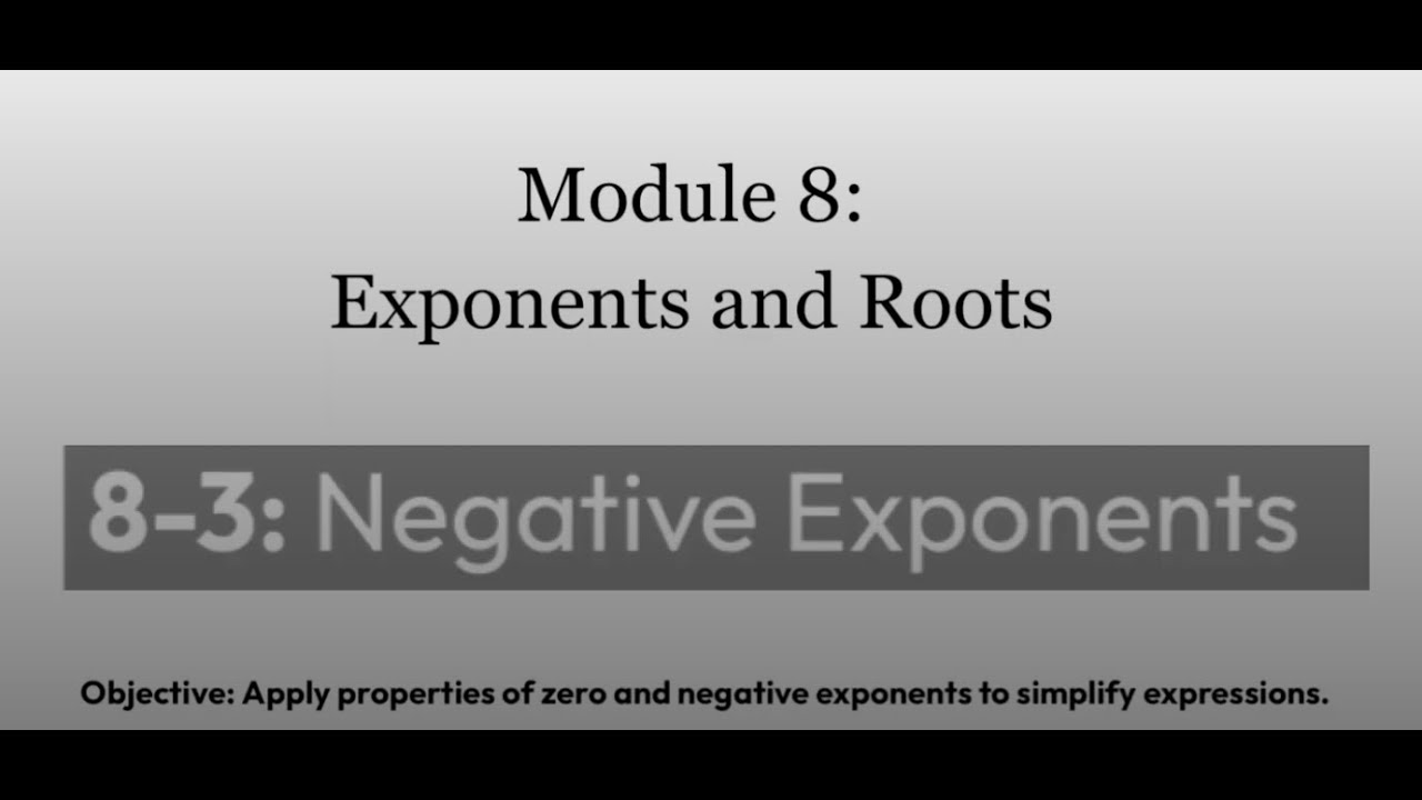 Negative Exponents and Zero (Lesson 8.3) - YouTube