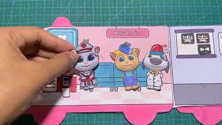 🐈‍⬛🐈😻 My talking tom and friends ambulance || paper quiet book angela ginger and hank 🐱