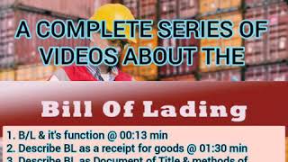 BILL OF LADING PART functions method of transferring title Mate s receipt LOI more