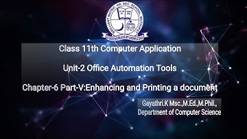 CLASS :11 | COMPUTER APPLICATION | CHAPTER 6 | PART  5