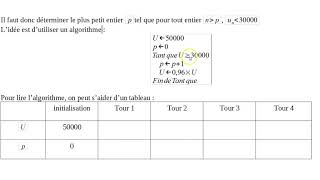 suites  Terminale ES L 7 : algorithme de seuil