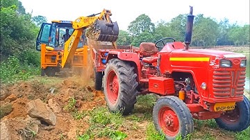 Jcb 3dx Backhoe Loader Machine Loading Red Mud In Mahindra 295 DI Tractor | Jcb Video