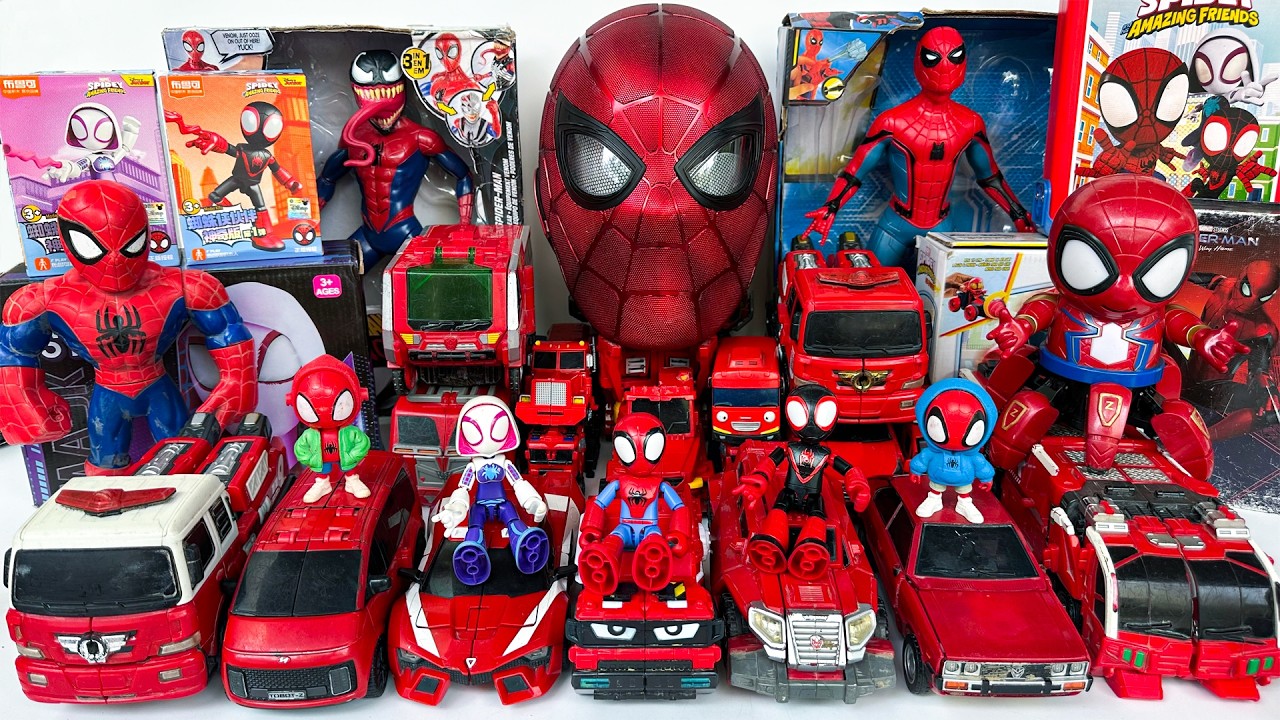 Ultimate Red Vehicle Transformers! Spidey, Spiderman, Tobot