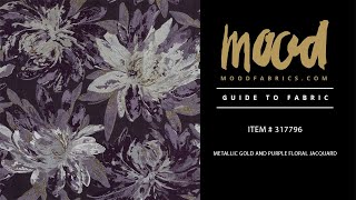 Mood Fabrics 317796 Metallic Gold And Purple Floral Jacquard