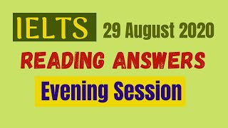 29 August IELTS Reading Answers | Evening Session | Acdemic | IDP & BC | The Australian Academy