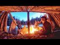 HOME away from HOME Log Shelter Off Grid Wilderness Camping, Cooking & Building - A Surprise Visitor