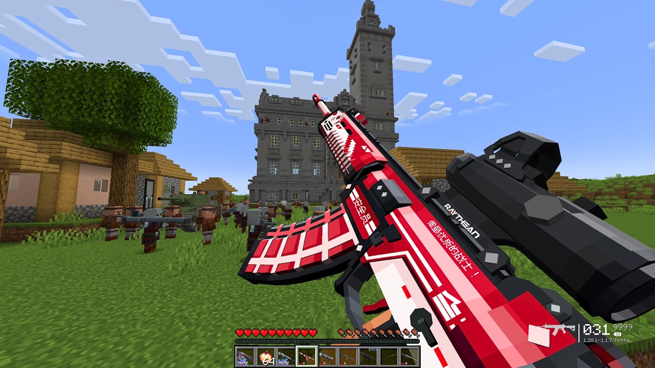 I Became a Pillager and Robbed the Villagers EMERALD BANK With Modern Weapons! 💰🔫