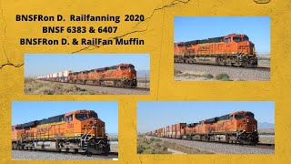 BNSF Railfanning 2020  Double Stack, Colorful Intermodal Train,  (See Description)