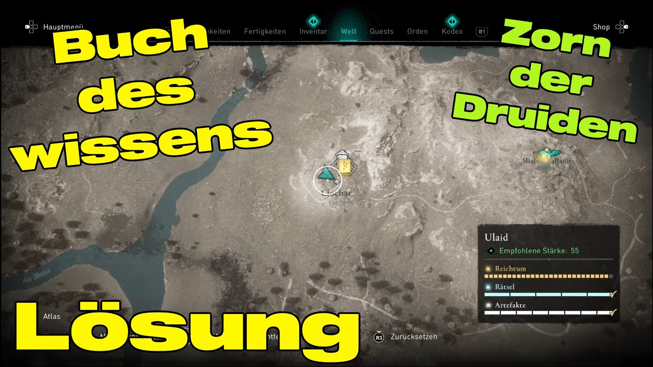 AC Valhalla Zorn der Druiden - Buch des Wissens / Lösung / Ulaid / Clochar, image size:1280x720
