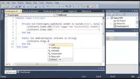 Visual Basic   156   Game Part 12 Creating The Event Log