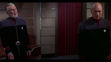 Captain Picard and Admiral Dougherty debate over the Prime Directive and the Ba