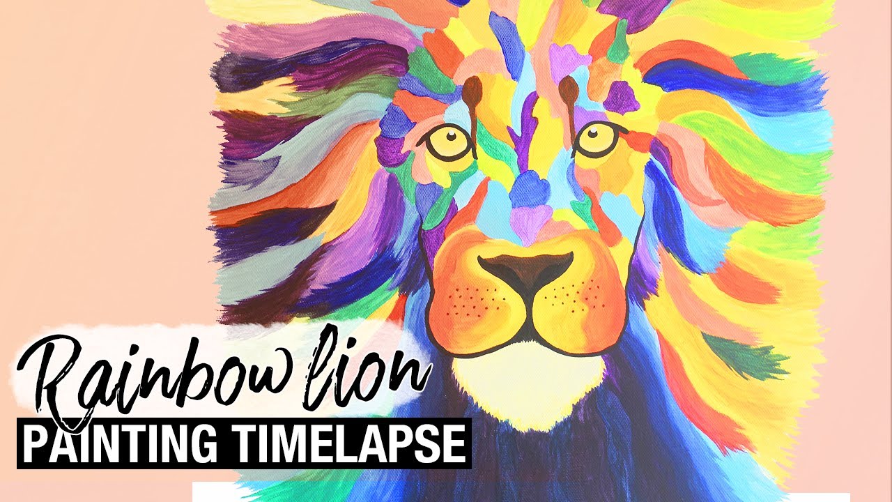 Rainbow Lion | Timelapse Painting - YouTube