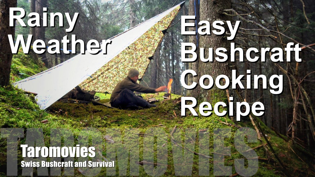 Easy Bushcraft Cooking Recipe under very wet rainy weather conditions / Bushcraft-Survival Video