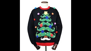 Santa Beard Led Light Up Christmas Sweater In Acrylic With 10 Lights