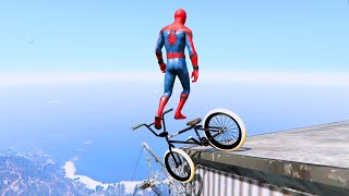 GTA 5 - Spiderman BMX Parkour Jumps Vol.14 (Euphoria Ragdolls)