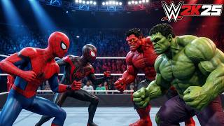 Hulk & Red Hulk Vs Spider-Man & Miles Morales | Tag Team Match - WWE 2K25