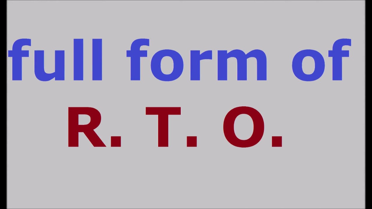 full form of rto youtube rto full form
