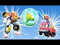 SUPER ROBOT and FIRETRUCK save cars trapped in BUBBLES! | Robot &amp; Fire Truck Transform