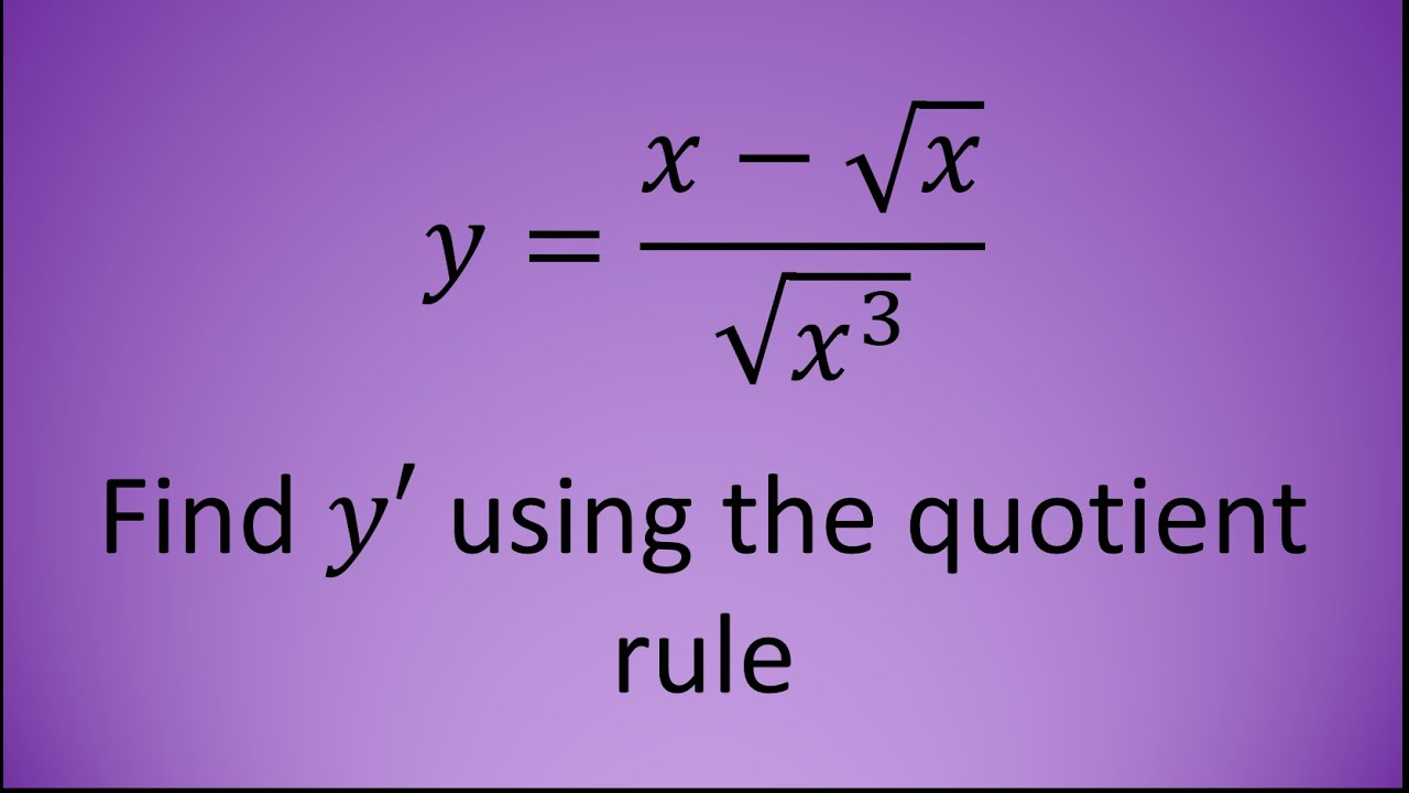 The Quotient Rule - Example 2 - YouTube