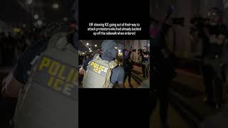 ICE agents beat protesters and push them into truck traffic.