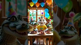kitten played a prank with the crocodile #shorts #cat #aicat #kitten #animation #aianimation #funny