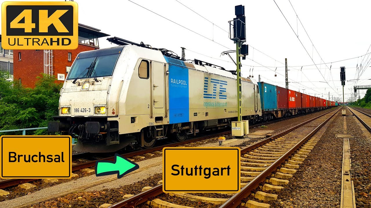 【4K】 Führerstandsmitfahrt Bruchsal nach  Stuttgarter Hafen über Bretten,Mühlacker,Ludwigsburg