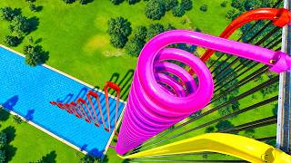 Straight vs Spiral vs Up Down Inner Tube Water Slides - Planet Coaster 2