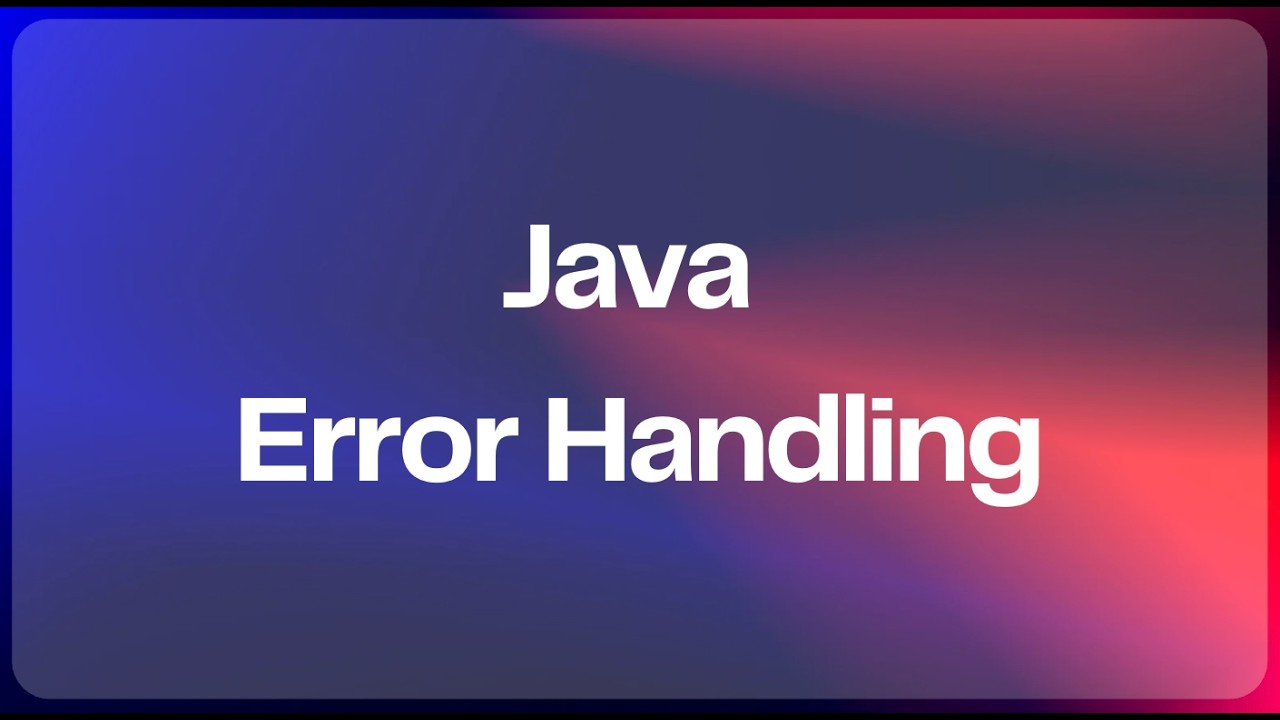 Java Error Handling - YouTube