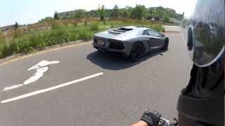 LOUD Aventador , 458 + 10 exotics driving on street 1080p GoPro Hero 2