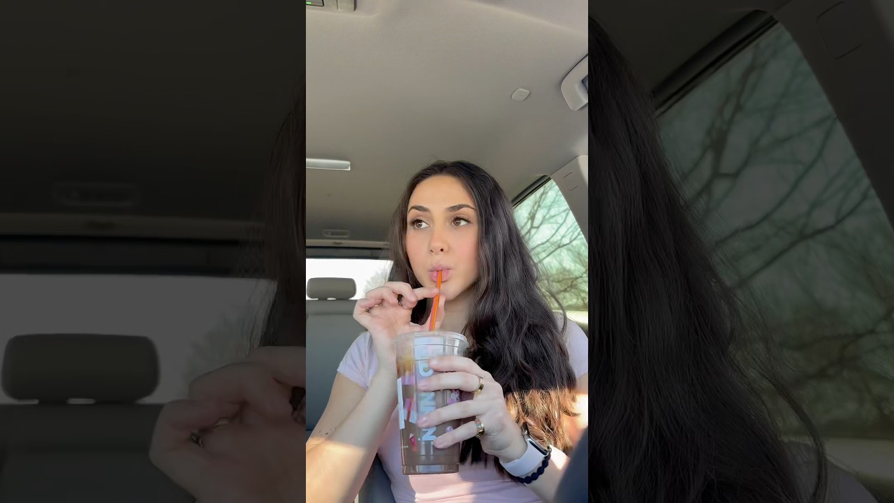 trying Sabrina Carpenter’s new Dunkin coffee ☕️💝 ​⁠