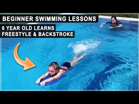6 Year Old Learns Freestyle and Backstroke Swimming | Beginner Swimming Lessons