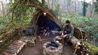 Camping Survival Bushcraft; Building Warm Natural Shelter. Outdoor Cooking - Craft Skills