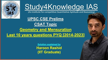Geometry and Mensuration last 10 years [2014-2023] UPSC CSAT Questions solved | UPSC | Prelims |CSAT
