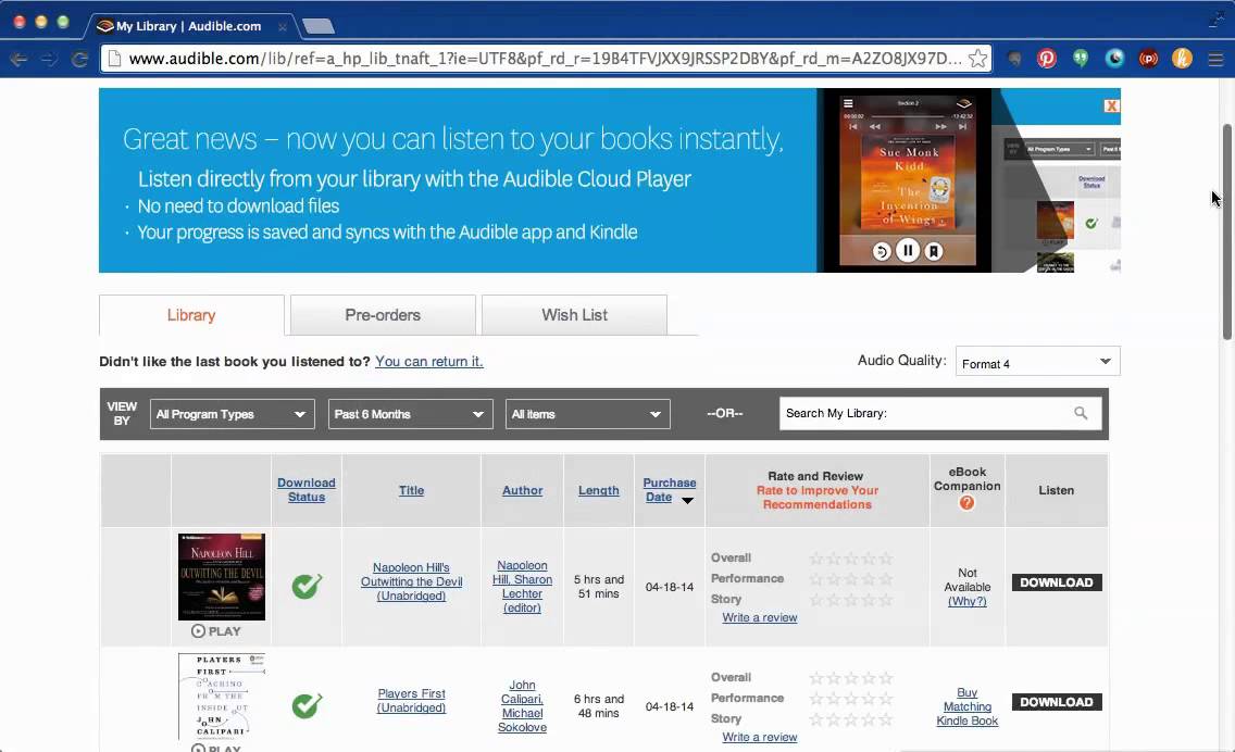 Audible my library - conceptras