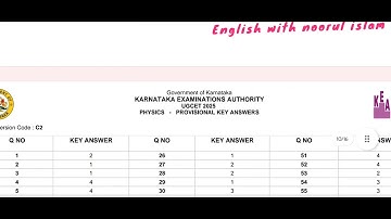 KCET provisional keyanswers physics B1 B2 B3 B4 C1 C2 C3 C4 D1 D2 D3 D4 karnataka 2025