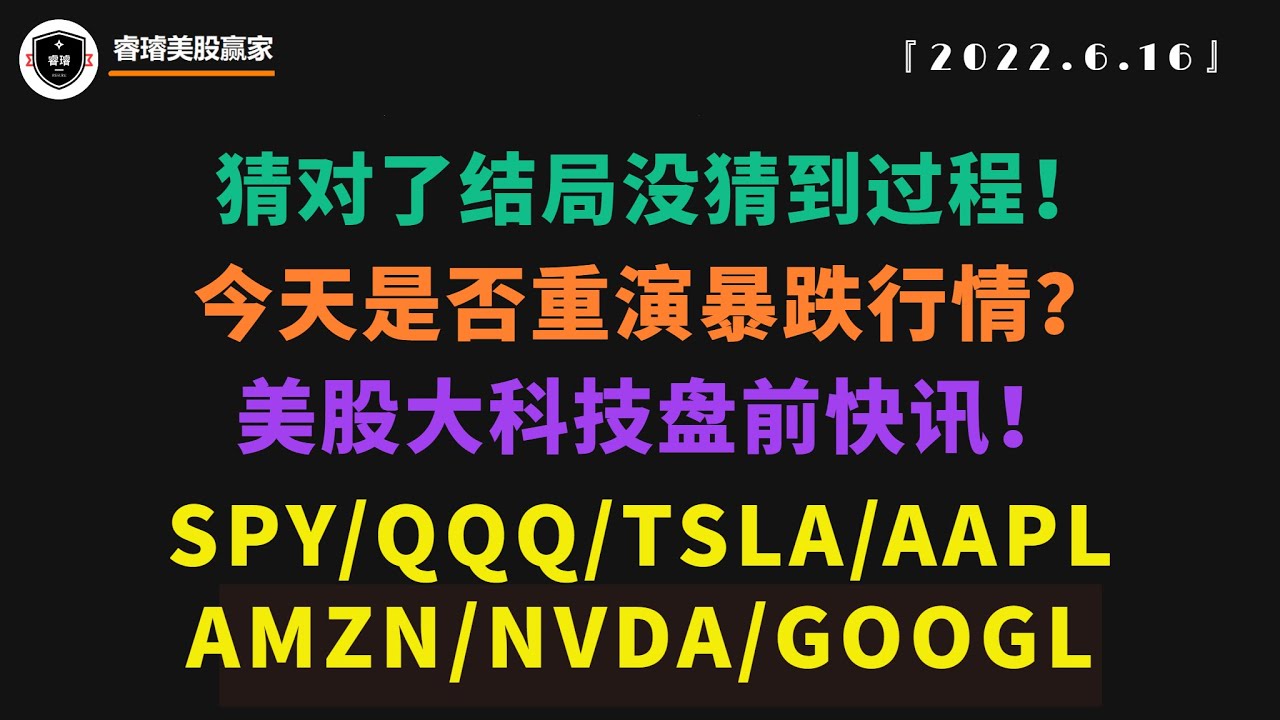 美股第291期｜猜对了结局没猜到过程！今天是否重演暴跌行情？美股大科技盘前快讯！日内交易点位：SPY/QQQ/TSLA/AAPL/AMZN/NVDA/GOOGL