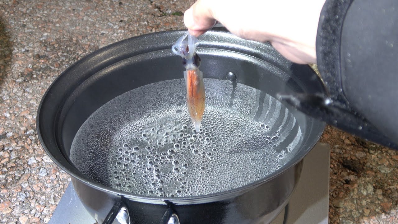 If you drop a lively firefly squid into 100℃ liquid - YouTube