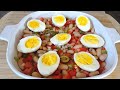 Receta fácil y rápida de ensalada de alubias, pocos minutos cena lista, comida completa