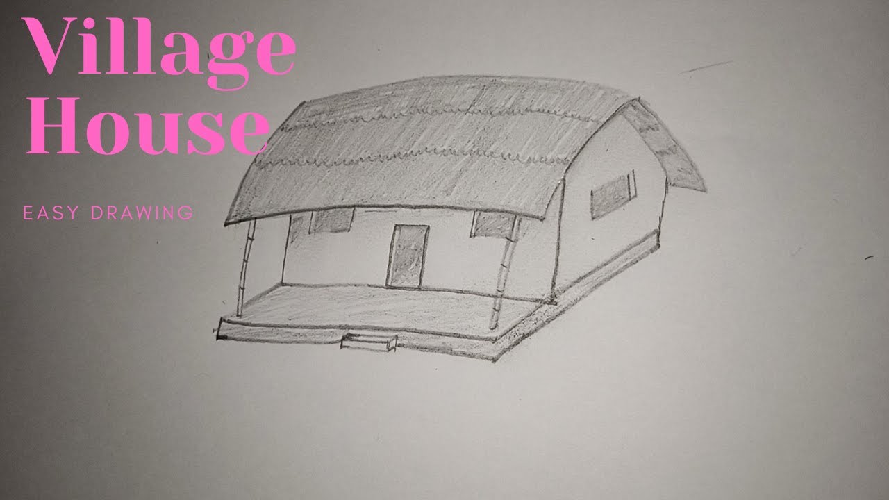 How to draw a simple village house | step by step | easy drawing | art ...