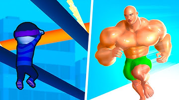 Play 12345 Games Roof Rails, Muscle Rush - Mobile Games Walkthrough (New Update Gameplay)