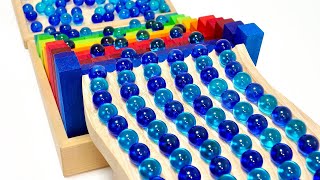 Marble Run ASMR ☆ New Wooden Wave Slope ＆ Rainbow-colored stairs ♪