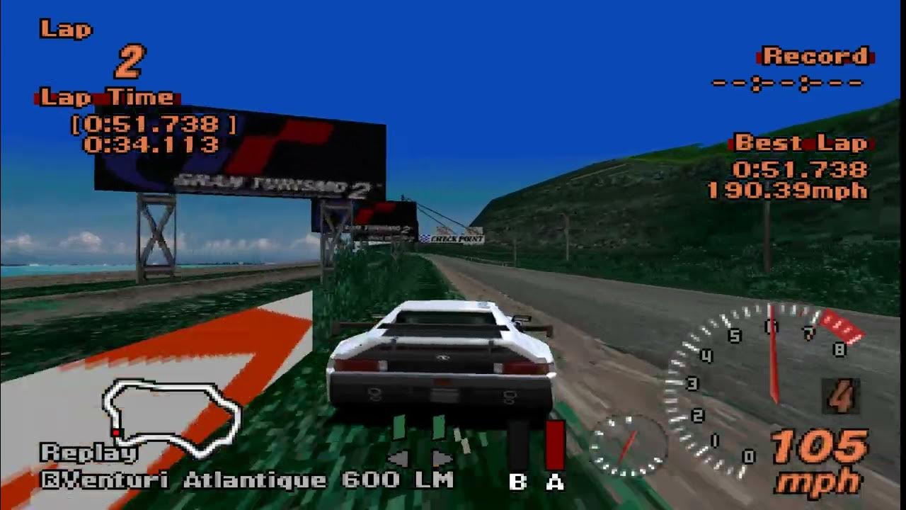 Gran Turismo 2 Hot Laps Tahiti Road ( Venturi Atlantique 600 LM ) 51.