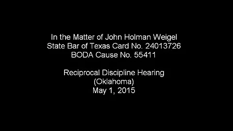 In the Matter of John Holman Weigel