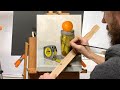 How to paint reflective metal, clear glass and liquid - painting demo by Aleksey Vaynshteyn