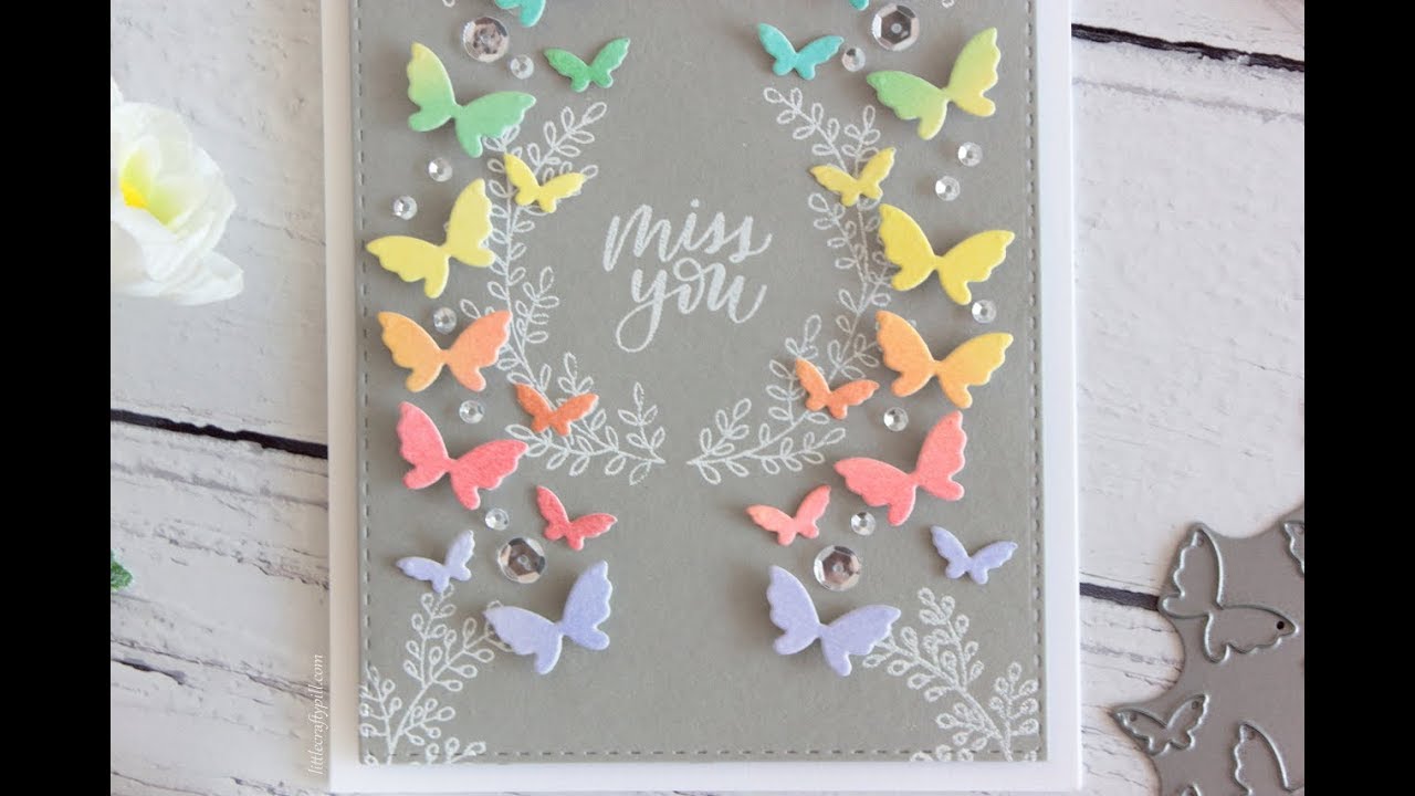 Rainbow butterflies card - YouTube