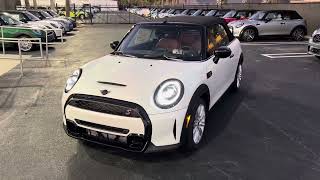 2024 Nanuq White MINI Cooper S Convertible with the Malt Brown Chesterfield leather in Iconic Trim
