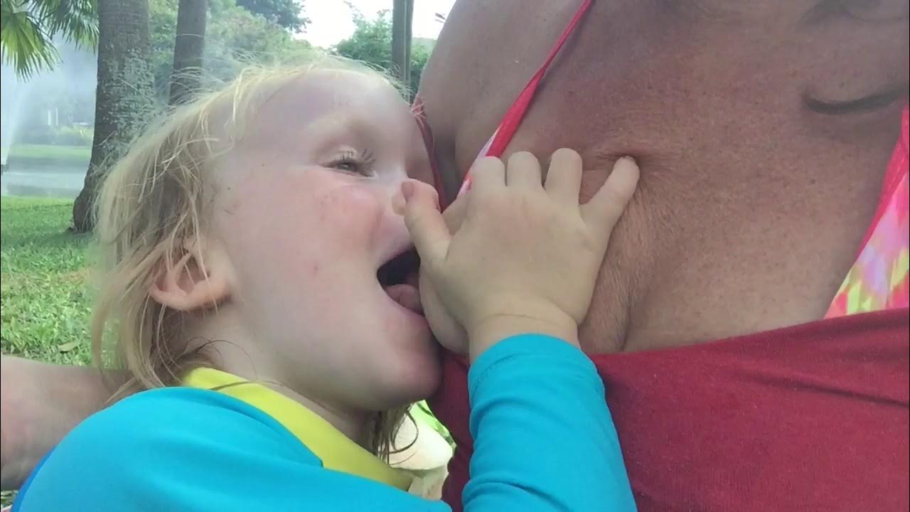 Breastfeeding on both breasts in public, and being silly!