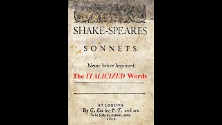 Shakespeare's Sonnet Number Code 3 - The Italicized Words (A John Dee Encryption)